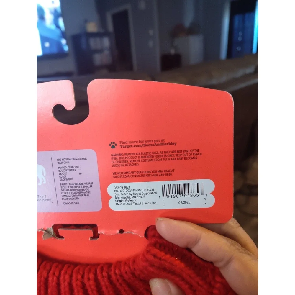 Boots & Barkley Size Medium (up to 40lbs) Red Cable knit Pet Sweater
